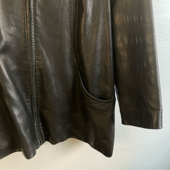 Worthingtons lambskin leather jacket long length full zip size large - Picture 4 of 9